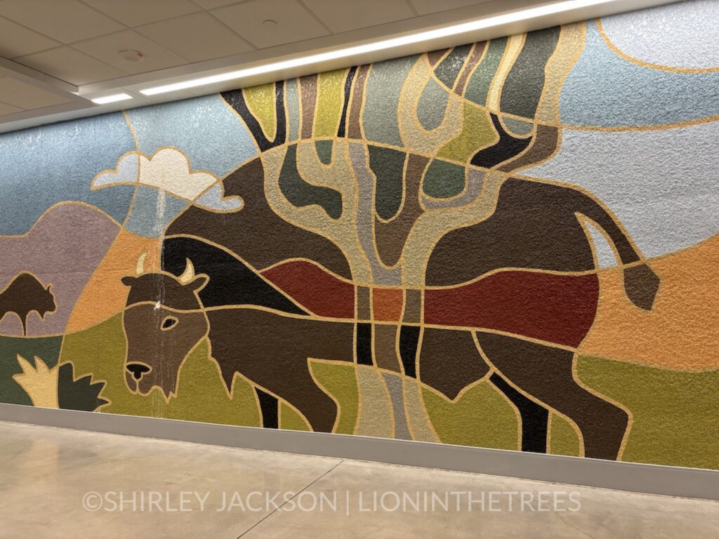 Photo of a bison mural in the Salt Lake City airport