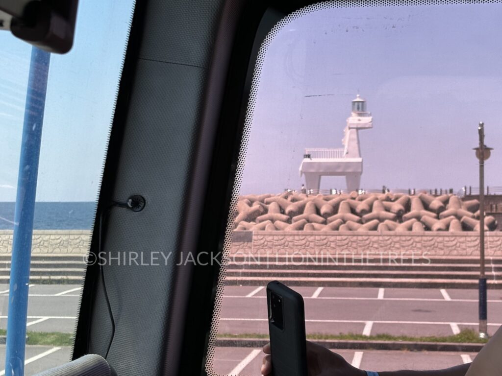 Photo of the white horse lighthouse found on Jeju Island