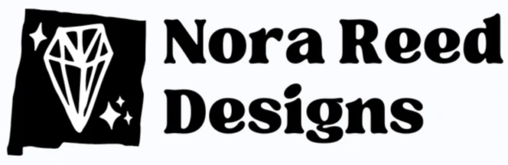 Nora Reed Designs logo that features a stylised silhouette of the state of New Mexico with a diamond design within the state's silhouette.