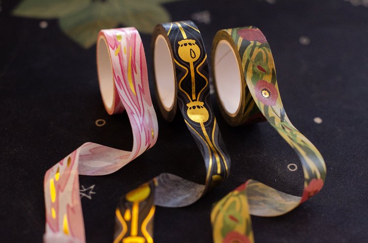 A trio of washi tape that features different floral designs Made by Kevin Jay Stanton