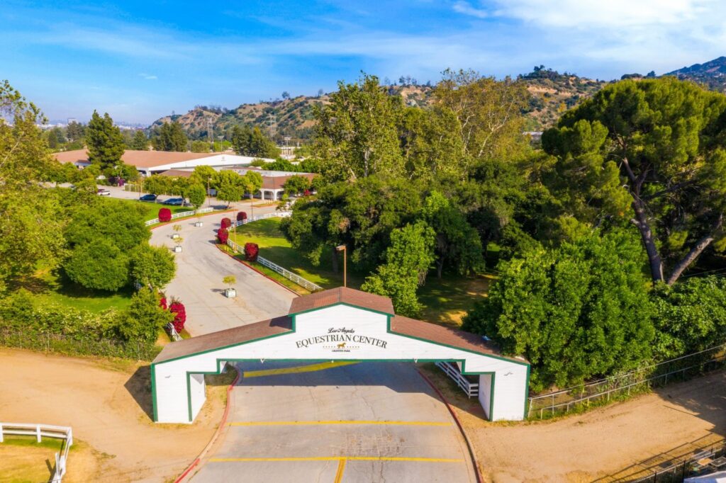 Aerial photo of the front entrance of the LAEC