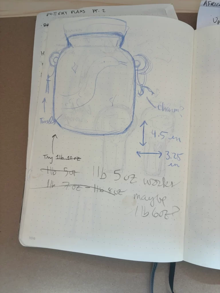 Rough sketch of a jar with a snake on it and small handles on it's side