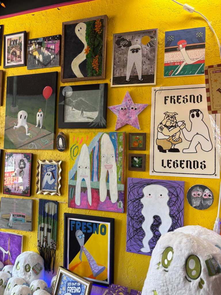 Another close up of the wall of Fresno Nightcrawler art.