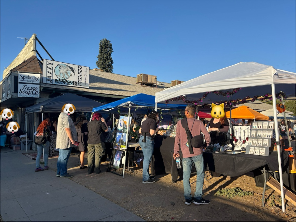 The last photo showing even more vendors with pop-up tents.